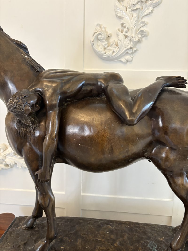 Large Antique Bronze Study of a Nude Male on Horseback - Image 7